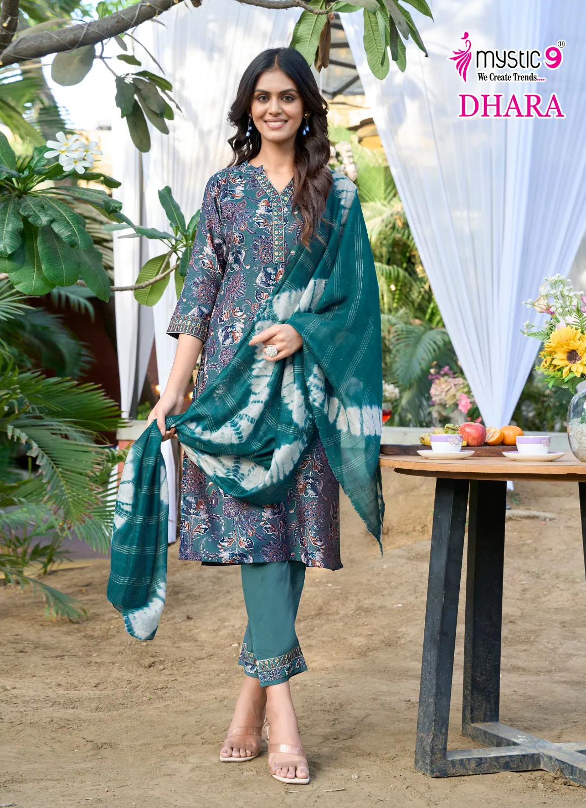 Dhara Vol 1 By Mystic 9 Vertican Printed Kurti With Bottom Dupatta Wholesale Online