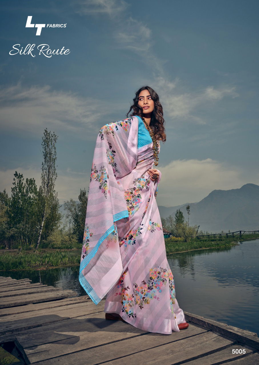 Lt Silk Route Latest Fancy Designer Linen Printed Casual Wear Saree Collection
