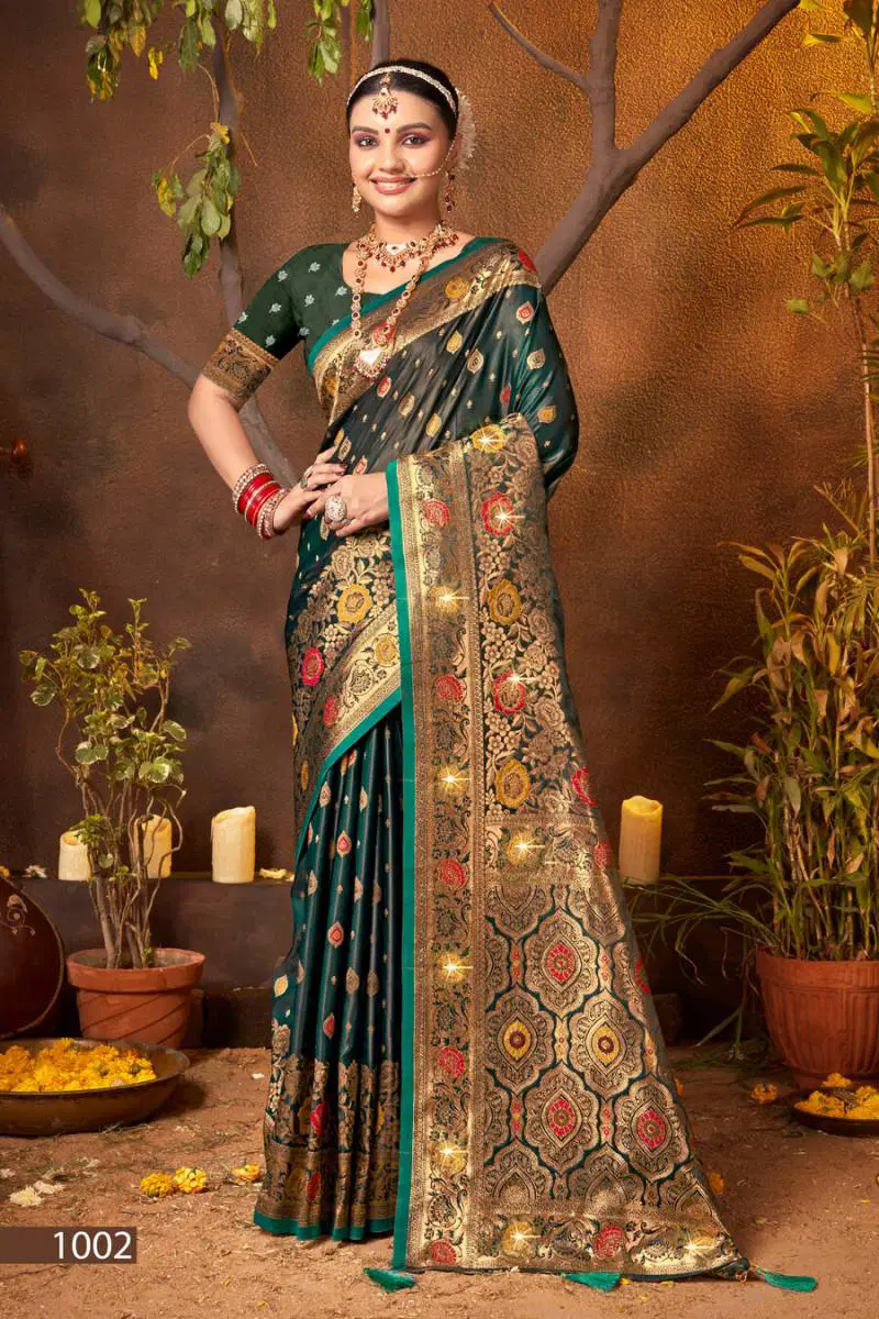 English Satin Saroski Vol 1 By Saroj Wedding Wear Silk Saree Suppliers In India