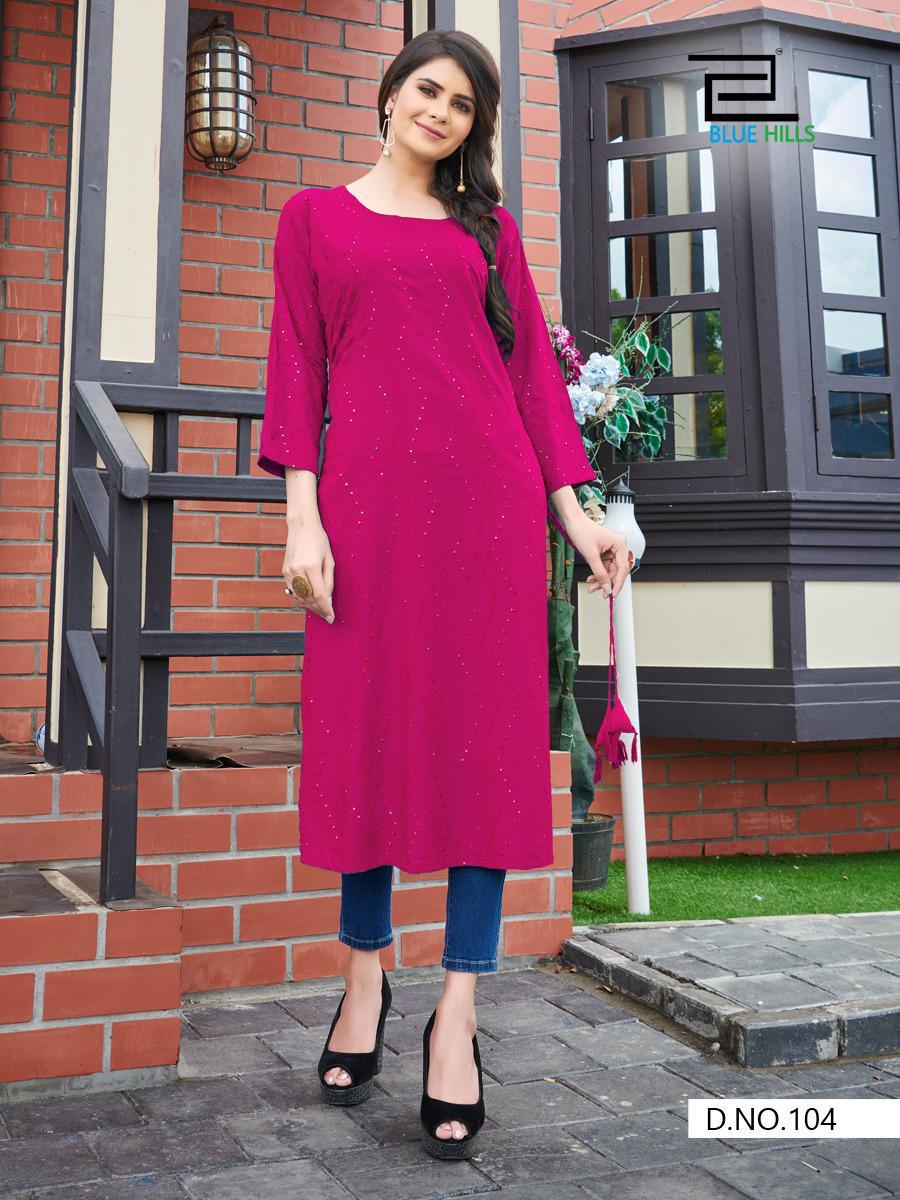 Blue Hills Elili Rayon Designer Casual Wear Printed Long Kurtis Collection
