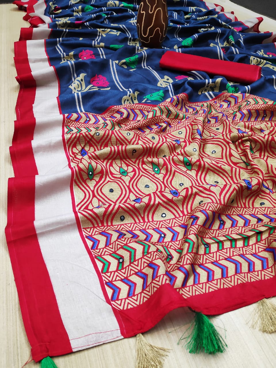 Nakshvi Latest Designer Party Wear Mirror Casual Wear Stylish Silk Saree Collection