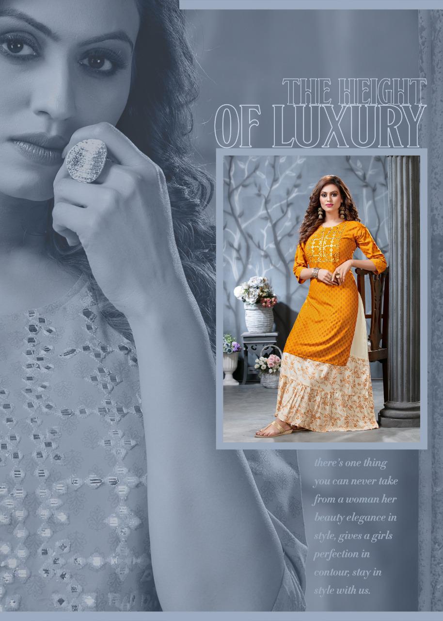 New Style 2 Ethnic Wear gota patti embroidery concept long kurti with attached skirt Collection