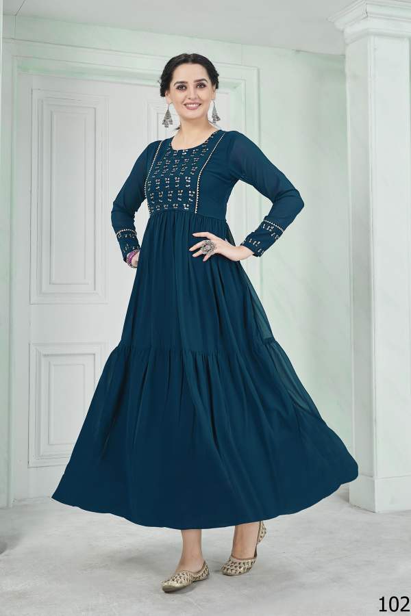Zuri Mom And Daughter Kurti Ethnic Wear Heavy Blumming Georgette Embroidery Exclusive look with Gota patti Lace Designer Kurtis Collection
