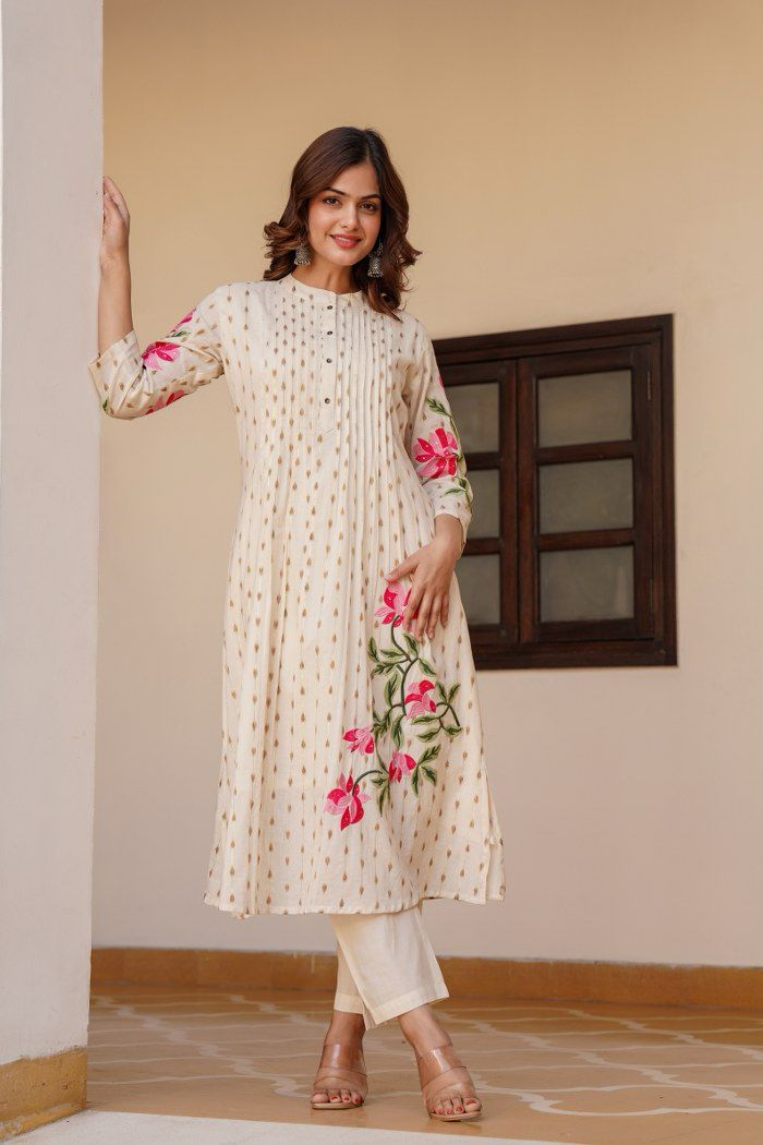 Tanyaa P 151 Cotton With Hand Work Kurti With Bottom Wholesale Online