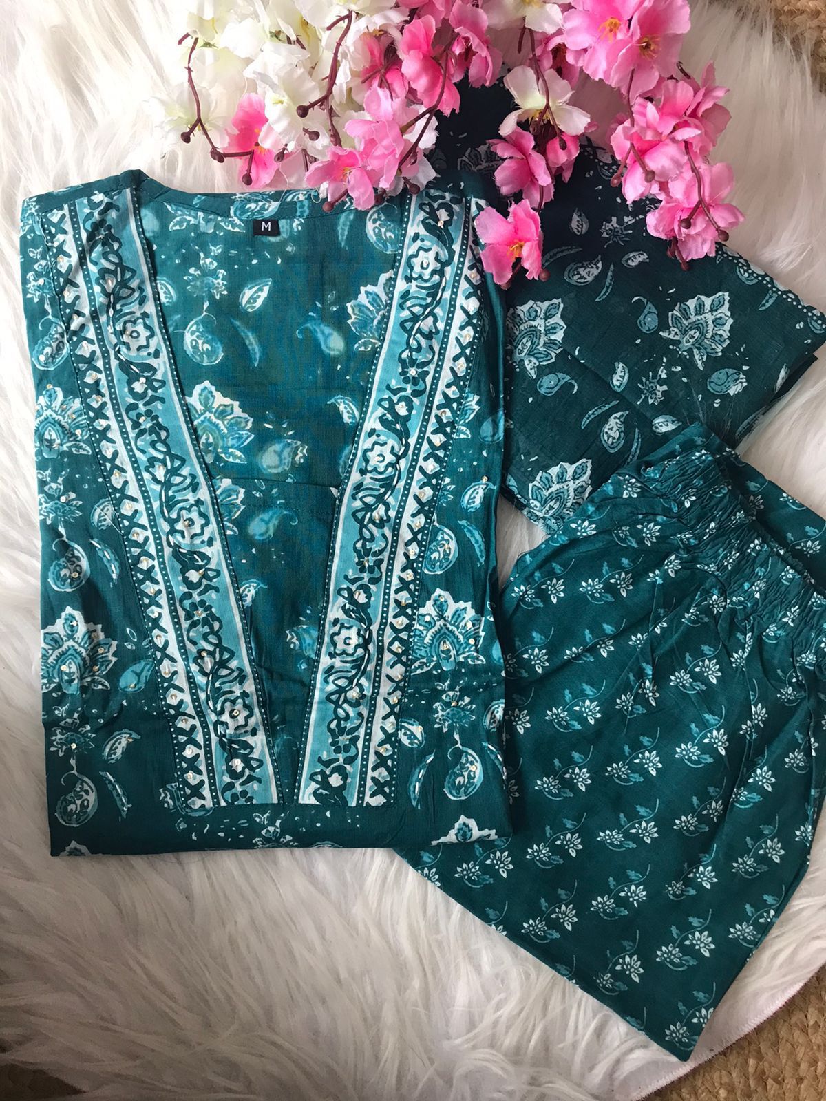 Vt Designer Cotton Handwork Kurti With Bottom Dupatta Orders In India