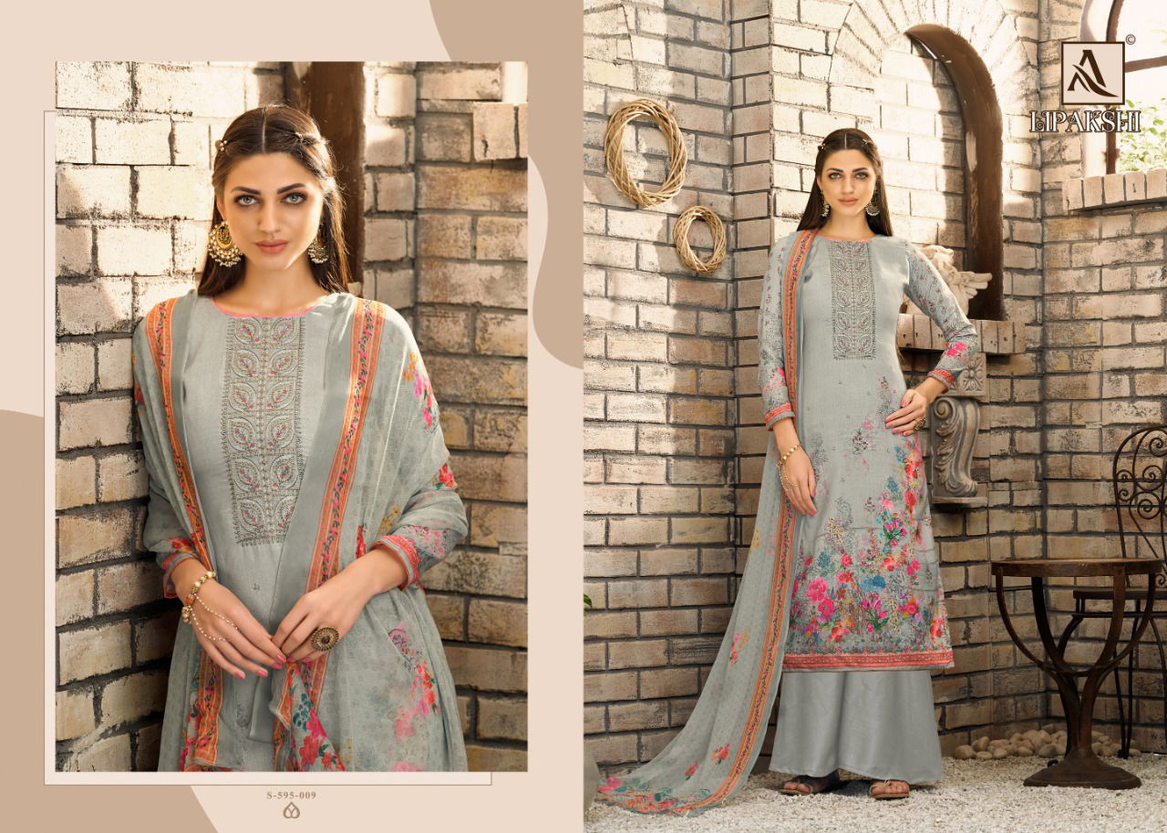 Alok Lipakshi Print with Fancy Embroidery with Swarovski Diamond Work Designer Dress Material Collection
