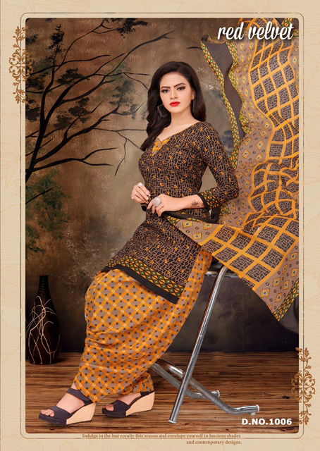 Amit Red Velvet Regular Ethnic Patiyala Wear Printed Cotton Collection