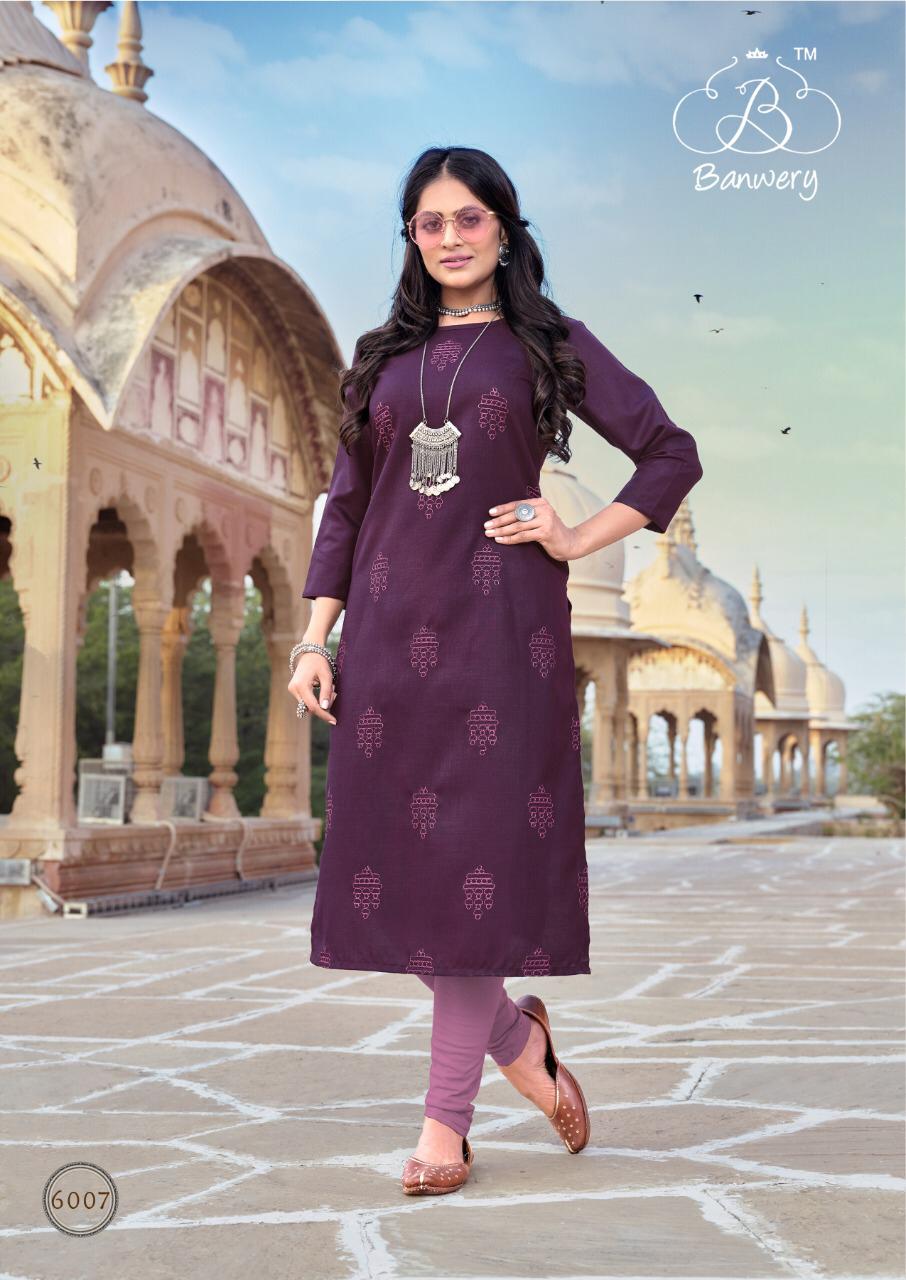 BANWERY BLEND VOL-6 Latest Designer Fancy Festive Wear Heavy Magic Cotton With Embroidery Work Fancy Kurtis Collection