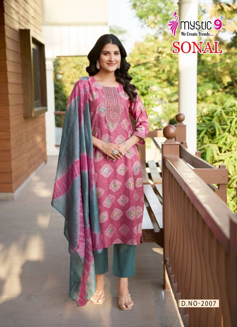 Sonal Vol 2 By Mystic 9 Roman Silk Kurti With Bottom Dupatta Orders In India
