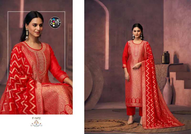 Magadhi By Four Dots Viscose Organza Jacquard Dress Material Wholesale Market