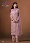 Arlett By Vipul Lavender Organza Embroidery Designer Salwar Suits Exporters In India