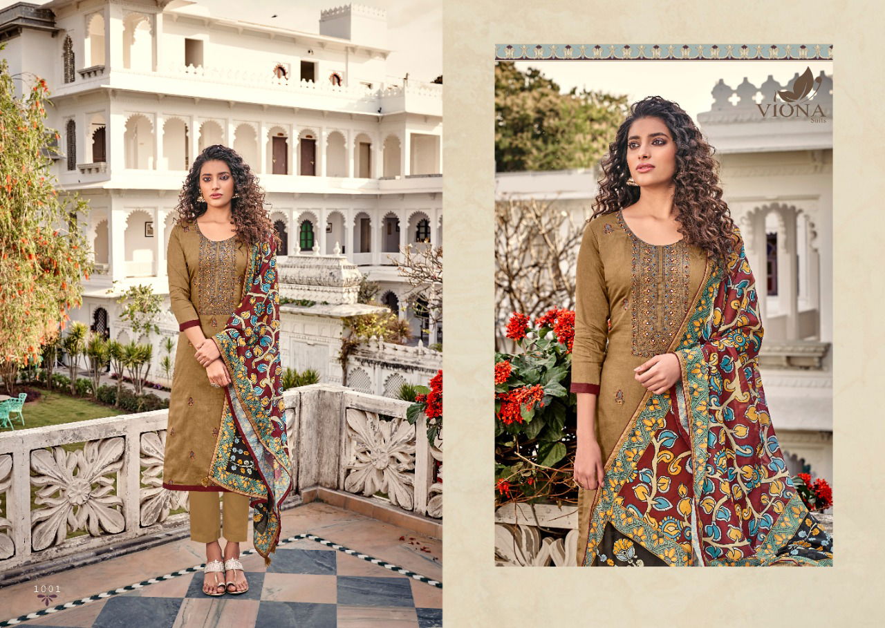 VIONA AAFIA Latest Fancy Casual Wear Cotton Jam Stain Negative Printed With Heavy Embroidery Work Salwar Suit Collection