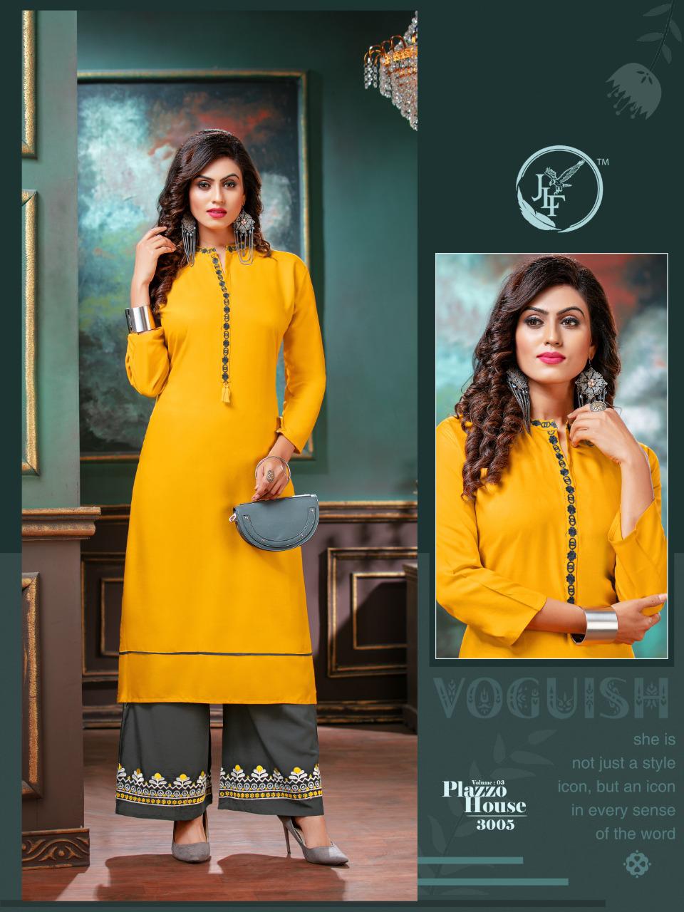 JLF Plazzo House Vol 3 Designer Collection Of Kurti With Plazzo 