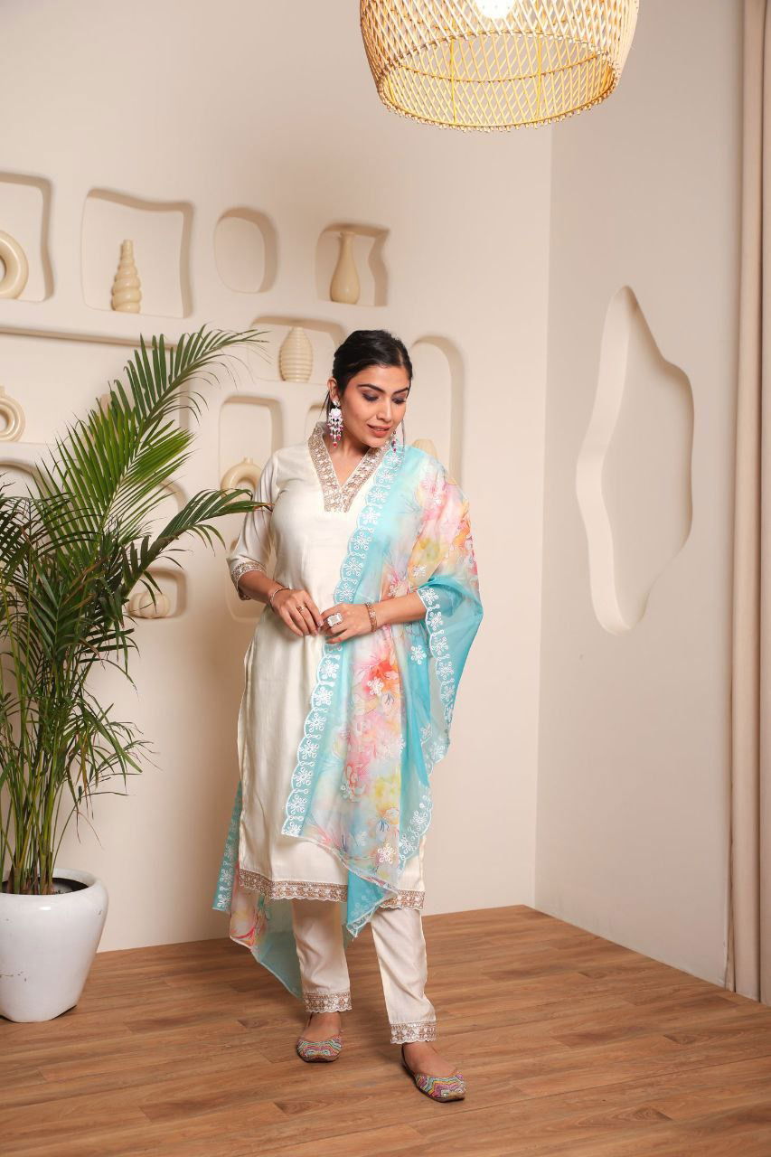 KF 1004 Kalaai Viscose Chanderi Kurti With Bottom Dupatta Wholesale Online