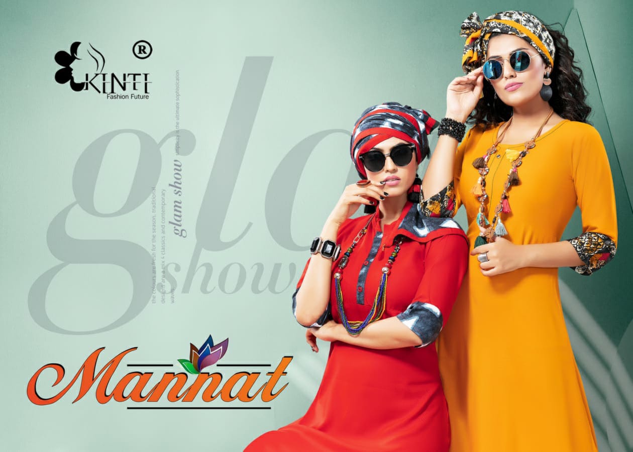 Kinti Mannat Latest designer fancy Regular Wear rayon Kurtis Collection
