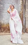 Scmg Glam Linen Floral Printed Linen Cotton Fancy Sarees Wholesale In India