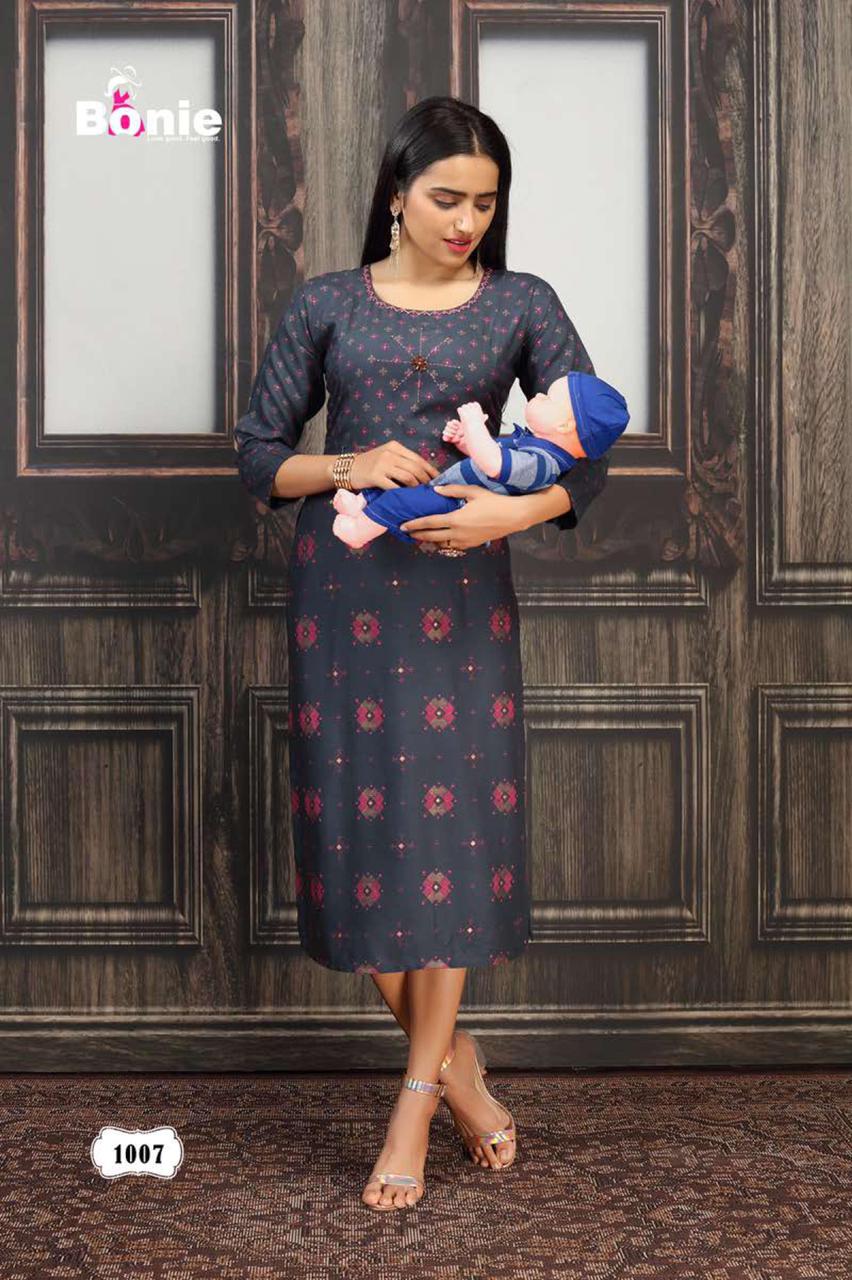 Bonie Sneh Latest Ethnic Wear Rayon Printed Kurti Collection
