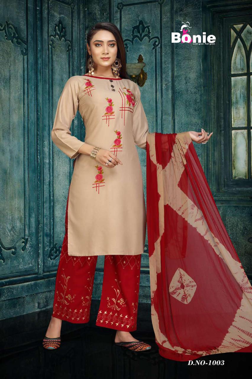 Bonie Hemani Fancy Ethnic Wear Kurtis With Palazzo With Dupatta Readymade Collection

