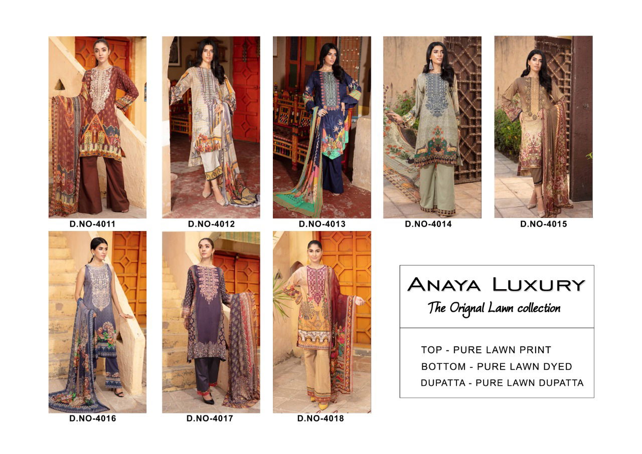Anaya Luxury Latest Designer Printed Pure Lawn Dress Material Collection 