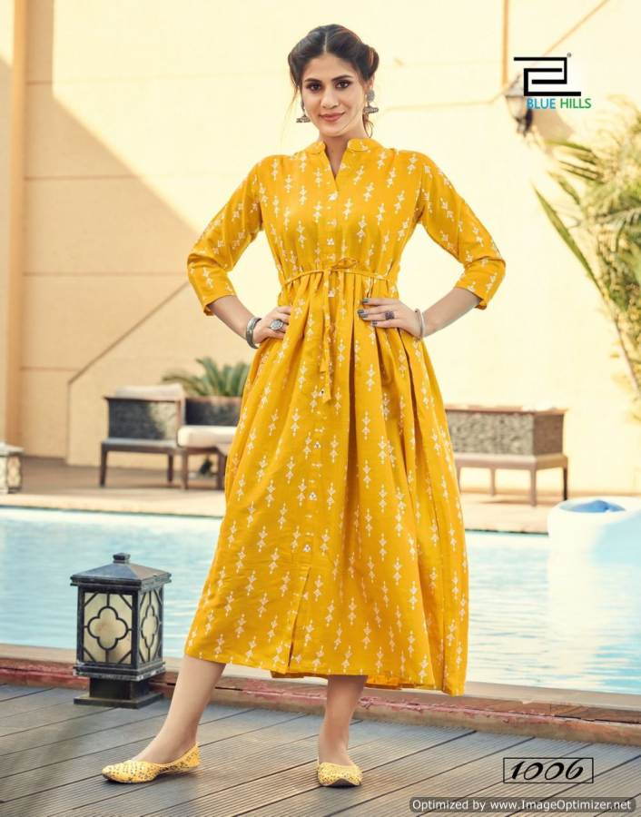 Blue Hills Belt 1 Designer Party Wear Rayon Long Anarkali Kurti Collection