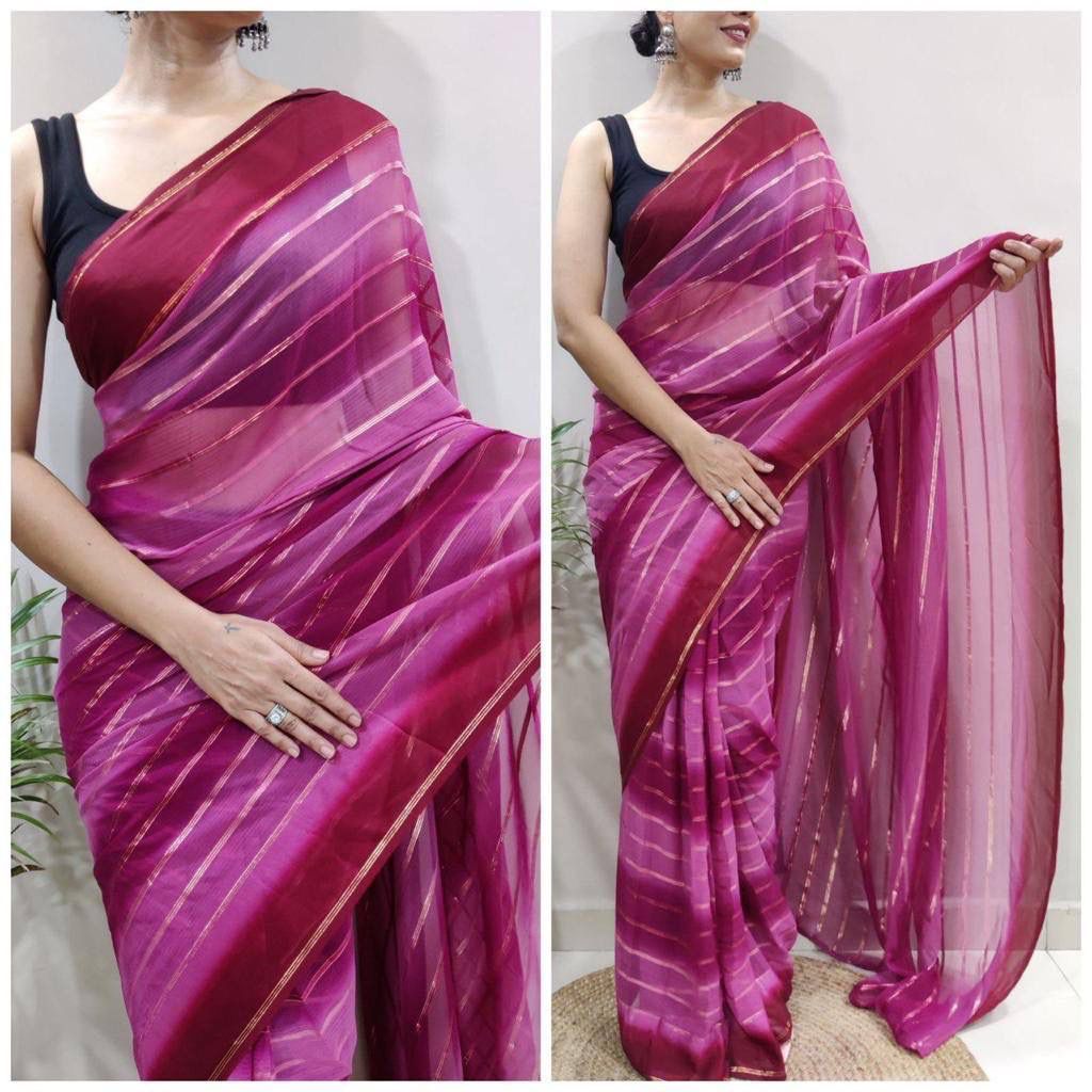 Sf 622 Faux Georgette Party Wear 1 Minute Readymade Saree Suppliers In India
