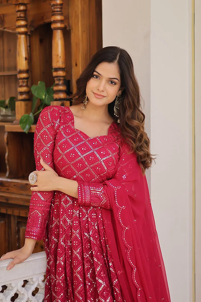 Jf 517 18 Beautiful Designer Faux Blooming Gown With Dupatta Bulk Orders In India
