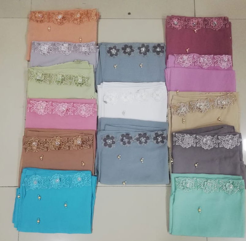 Latest Plain Hijab Collection In 14 Different Colour With Diamond Patch and Pearl 