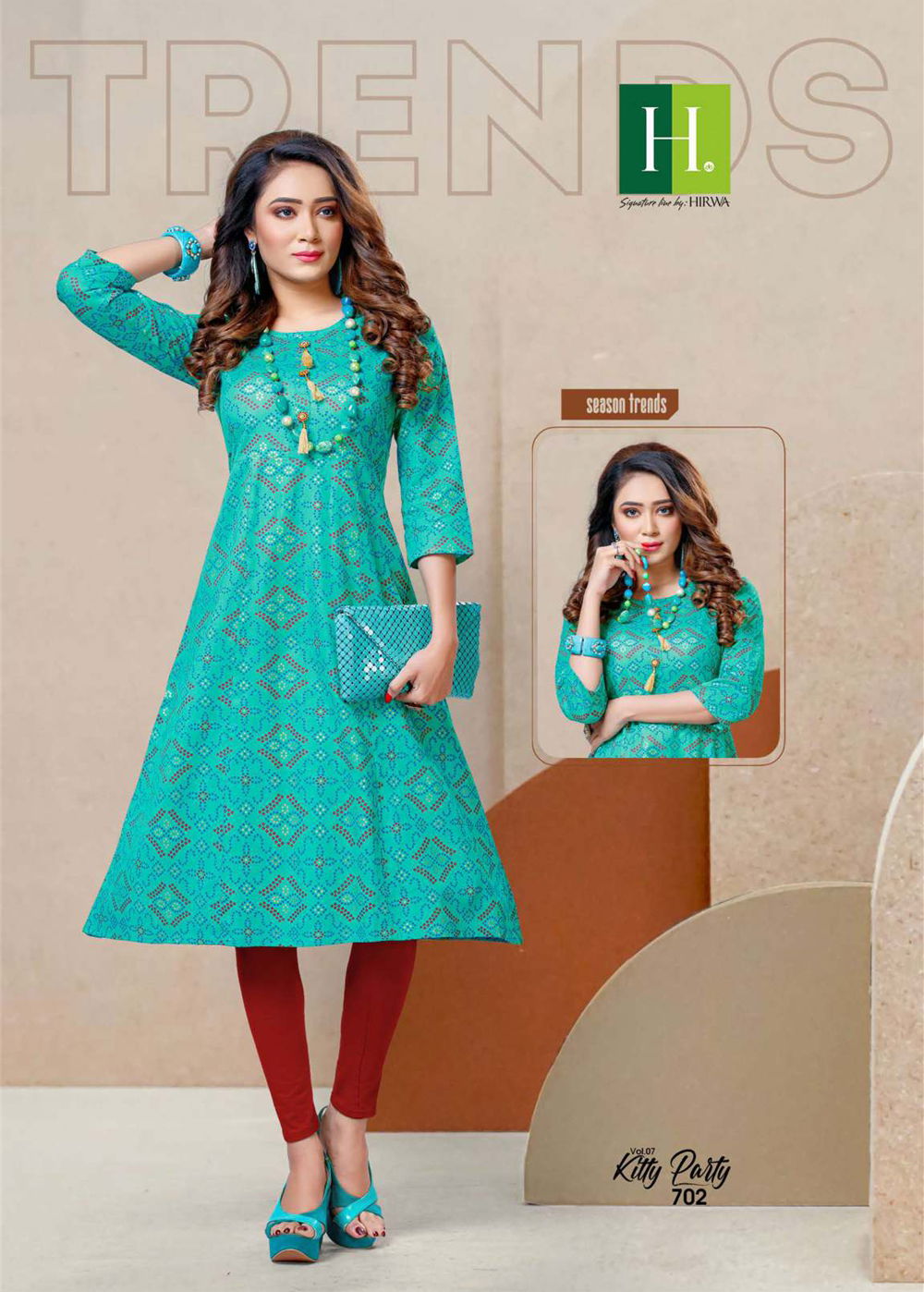 Hirwa Kitty Party 7 Latest Fancy Designer Casual Wear Bandhani Printed Designer Kurtis Collection
