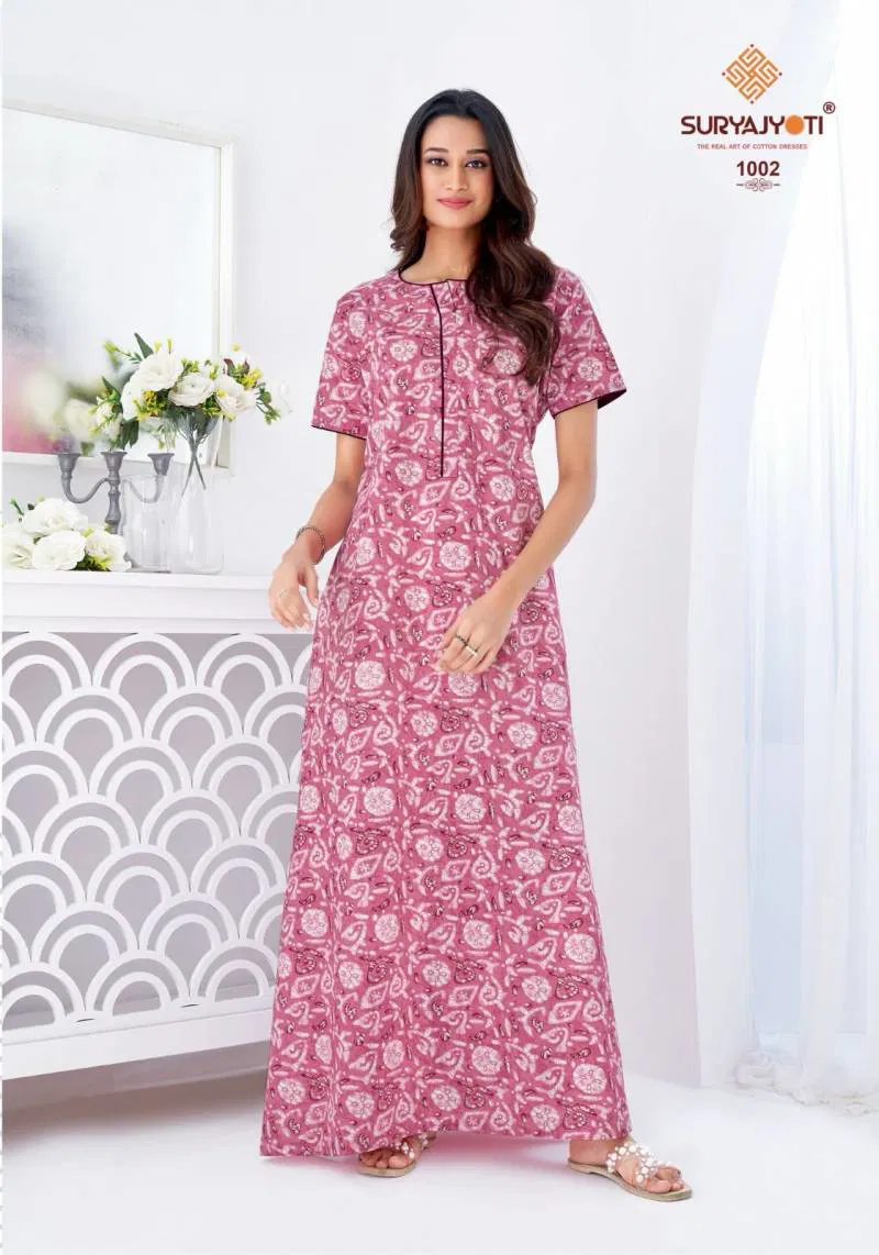 Pearl Vol 1 By Suryajyoti Cotton Printed Nighty Gown Wholesale Market In Surat