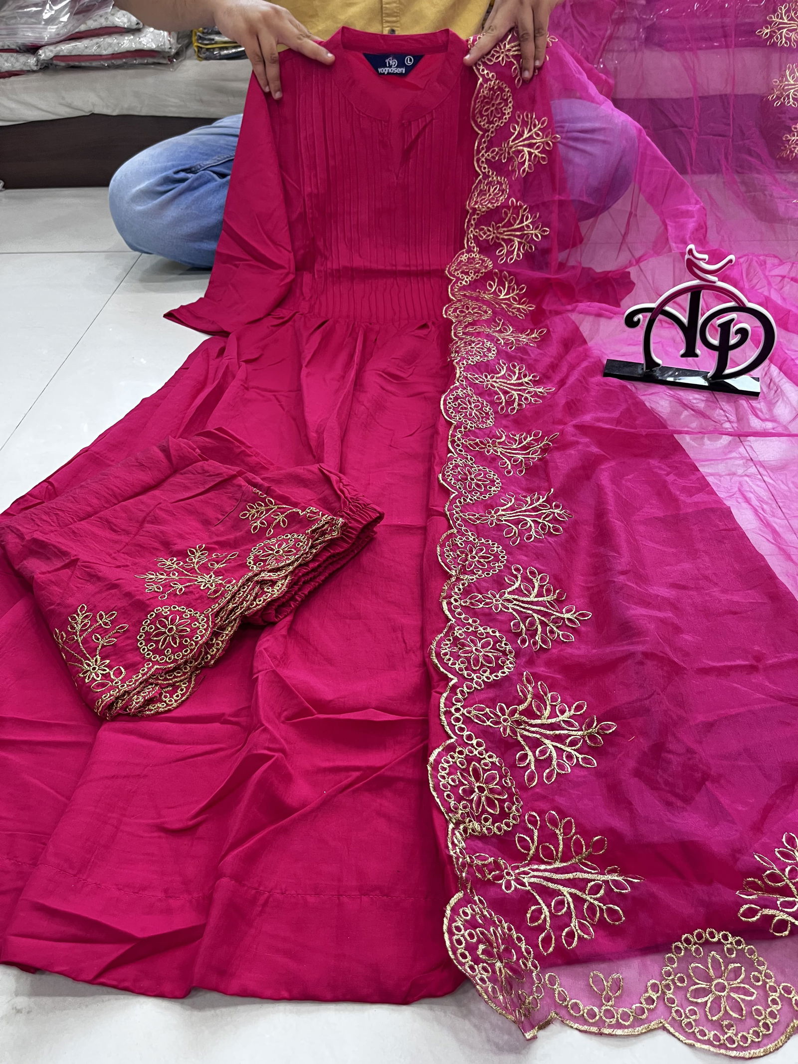 Akshar Designer Cotton SIlk Kurti With Bottom Dupatta