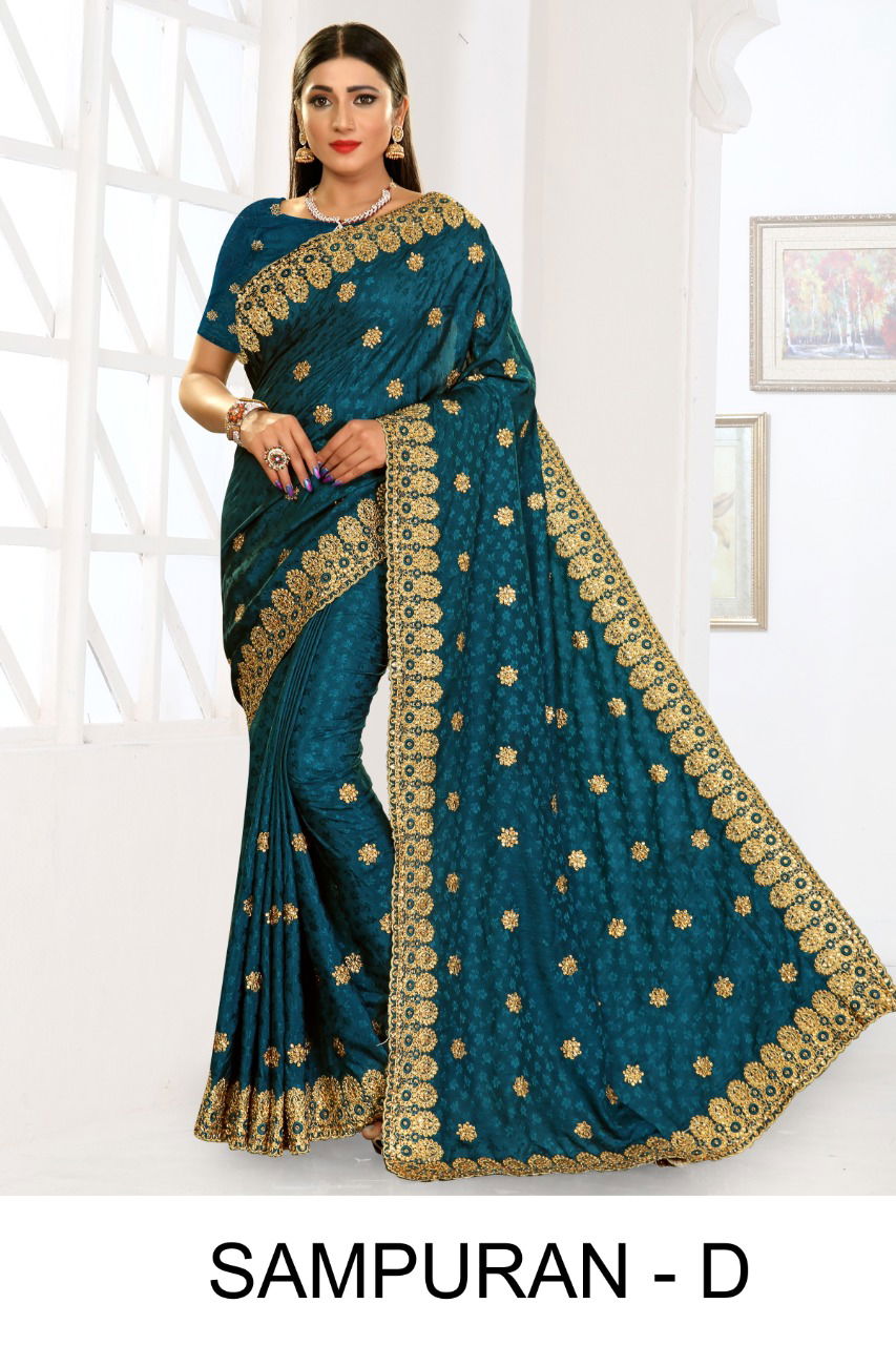 Ronisha Sampuran Latest Fancy Designer Festive Wear Embroidery Worked Heavy Dola jacquard Weaving Sarees Collection
