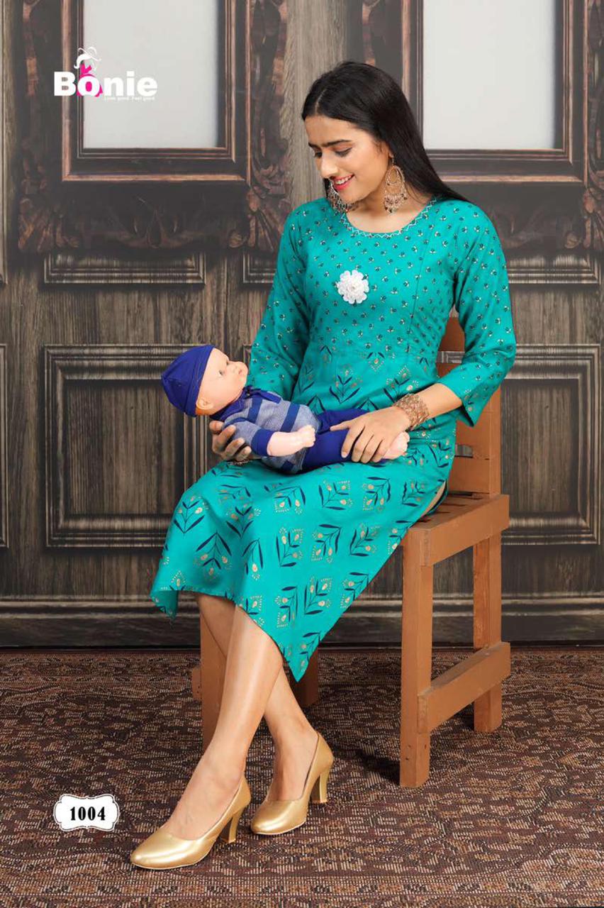 Bonie Sneh Latest Ethnic Wear Rayon Printed Kurti Collection
