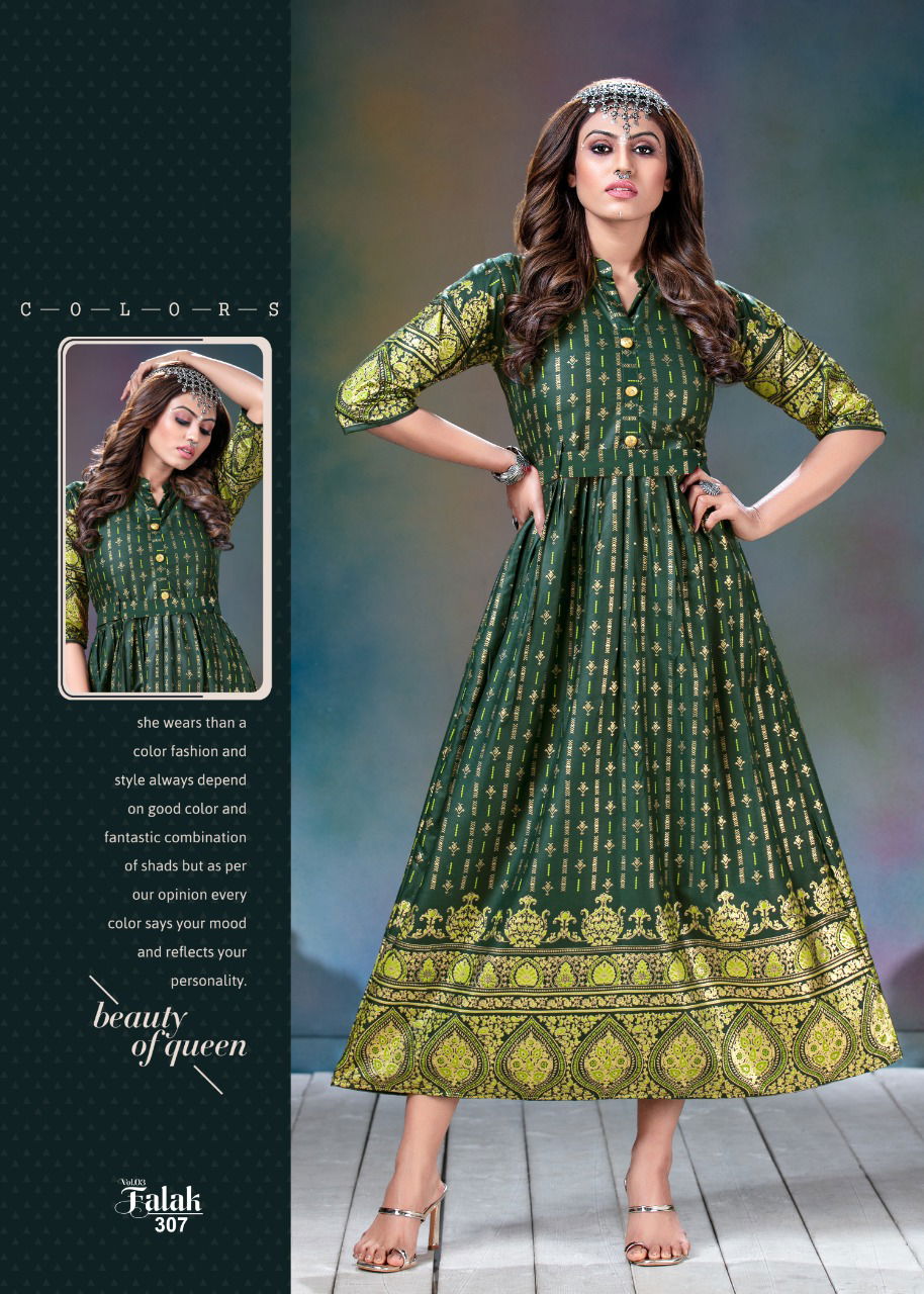 Falak Vol 3 Latest Designer Heavy Festive Wear Long Gown Style Rayon Kurti Collection