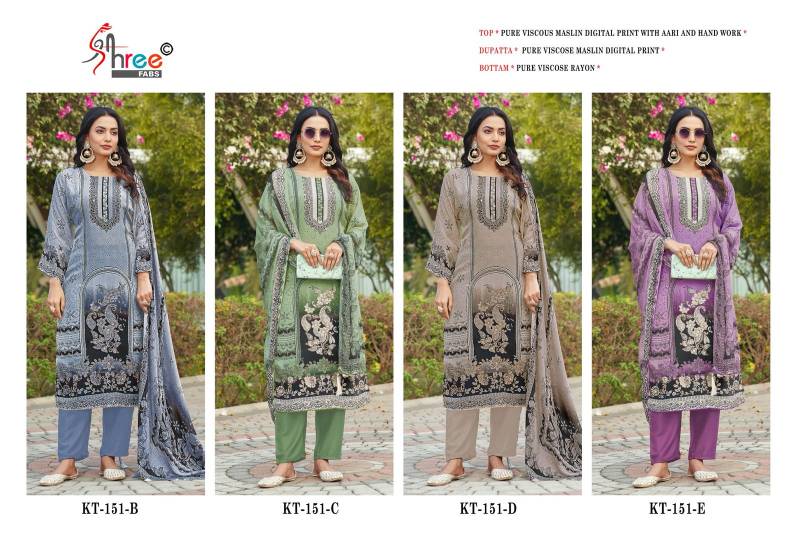 Shree Kt 151 Viscose Maslin Digital Printed Salwar Suits Wholesale In India