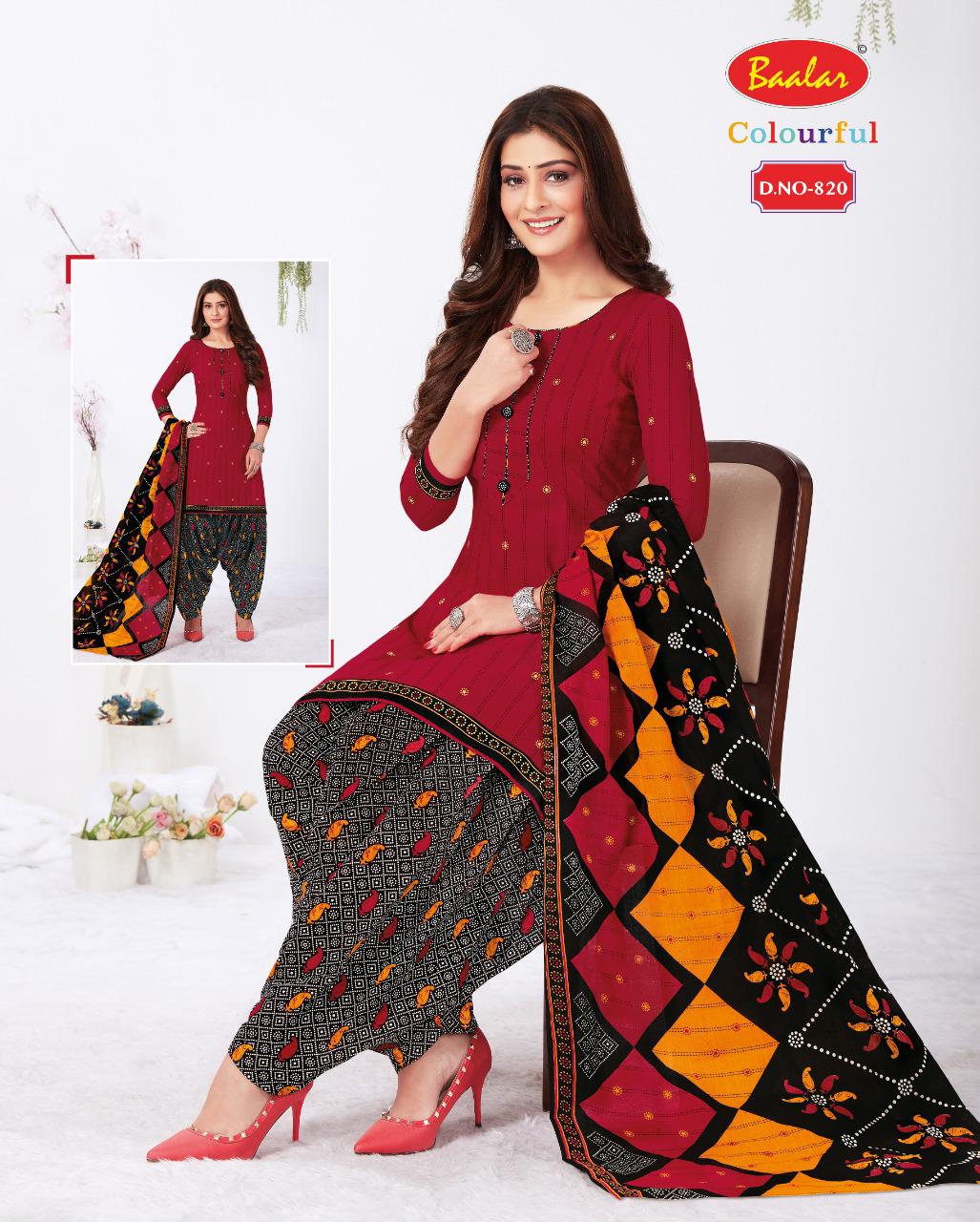 Baalar Colourful 8 Latest Fancy Regular Wear Cotton Printed Readymade Salwar Suit Collection

