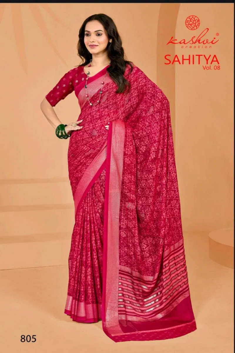 Sahitya Vol 8 By Kashvi Dull Moss Fancy Foil Printed Saree Online Wholesale