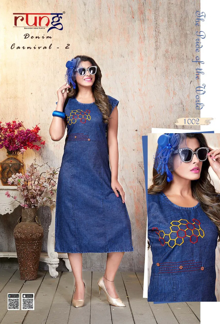RUNG DENIM CARNIVAL VOL-2 Latest Designer Fancy Festive Wear Heavy Denim Kurtis Collection