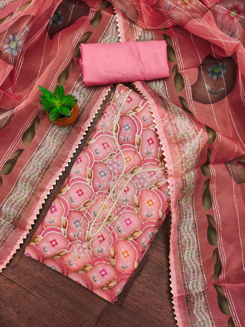 Color Set 9070 Casual Wear Organza Printed Dress Material | Wholesalers In Delhi