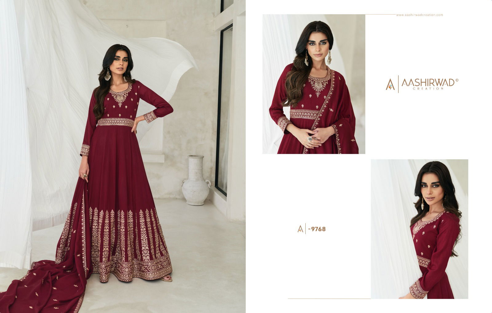 Aashirwad Gulkand Bela Premium Silk Heavy Embroidery Gown With Dupatta Catalog