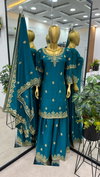 Nsr 809 Pure Heavy Chinnon Silk Embroidery Sharara Readymade Suits Wholesale In India