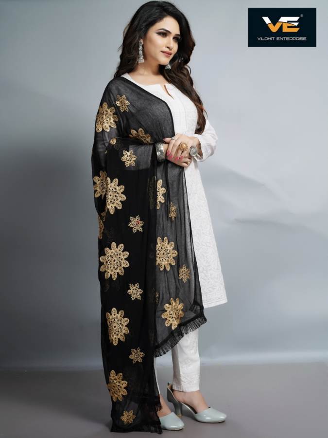 Heavy Black Border 1 Heavy Naznin Dupatta Collection