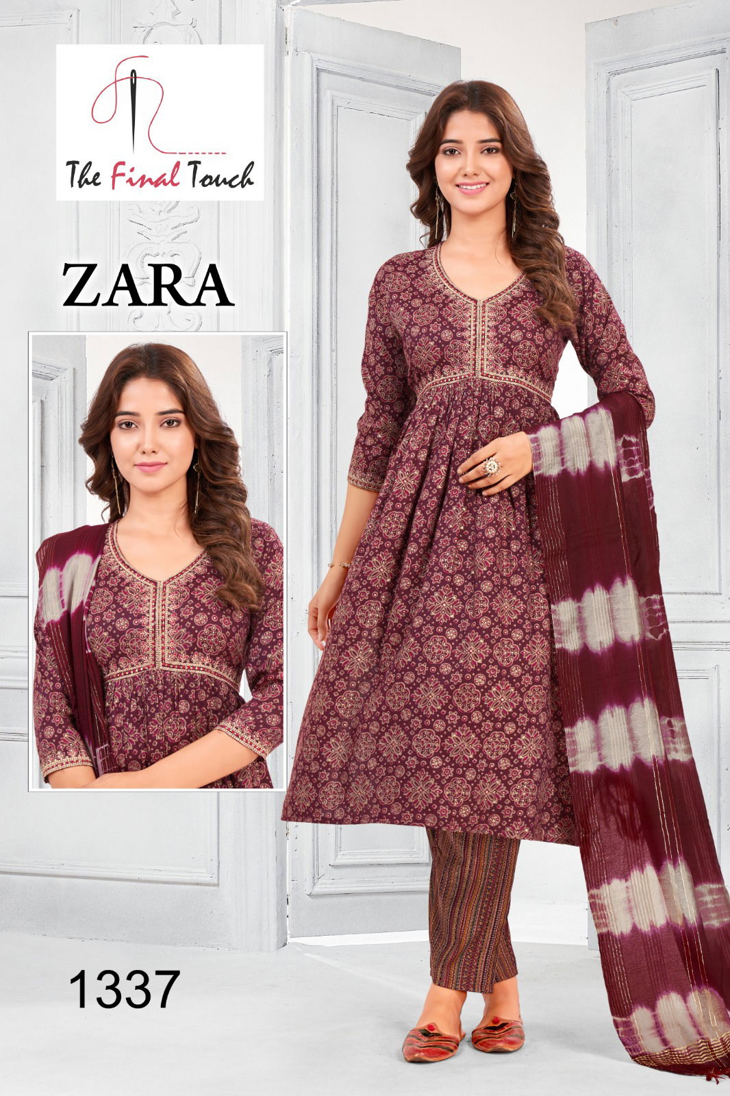 Zara By RR Alia Cut Embroidery Kurti With Bottom Dupatta Catalog