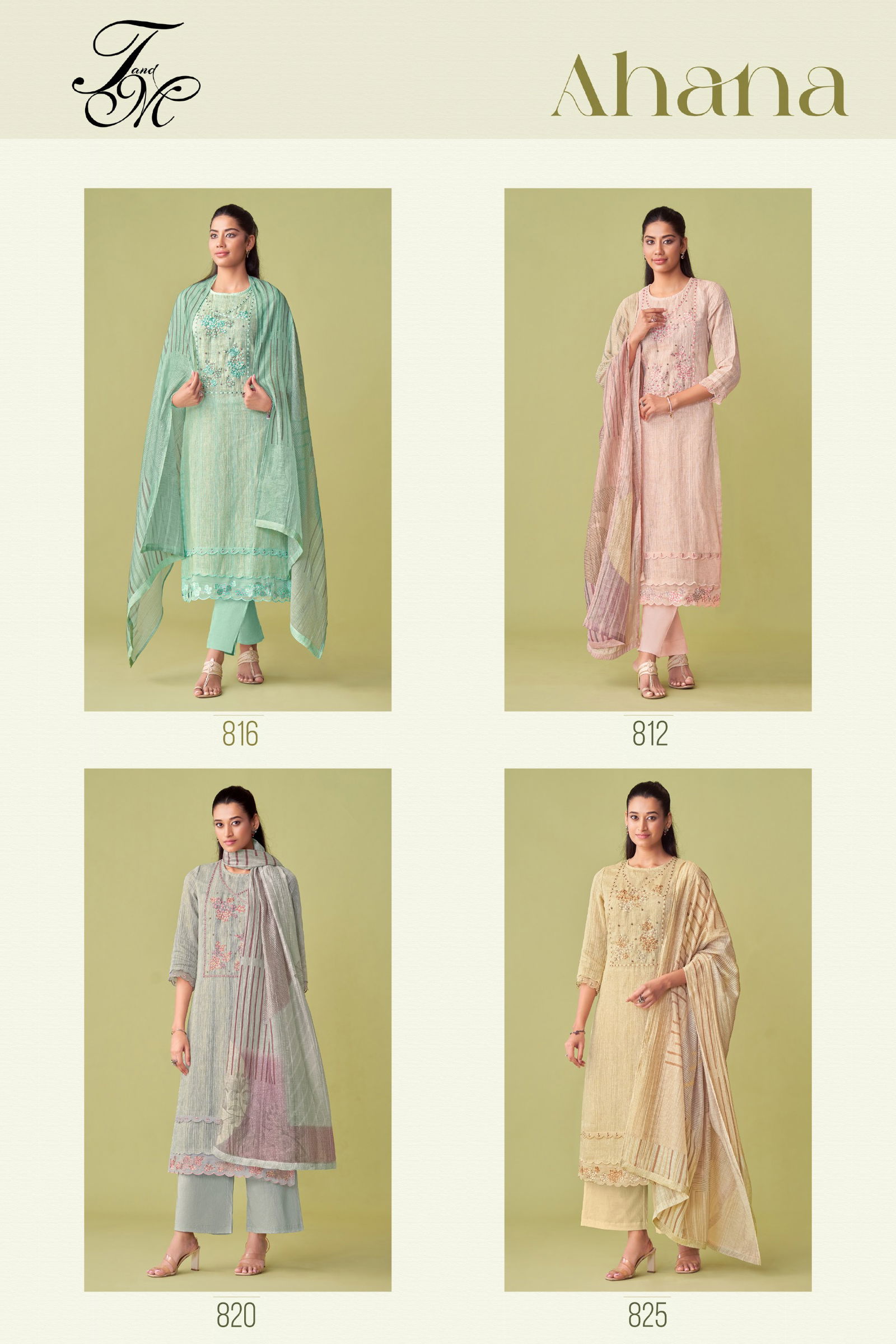 Ahana By T&M Fancy Linen Embroidery Dress Material Exporters In India