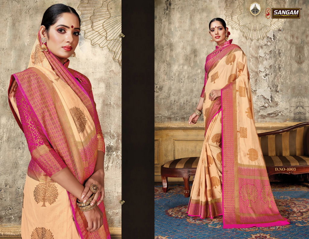 Sangam Armani Latest Designer Fancy Festive Wear Heavy Nylon Silk Sarees Collection
