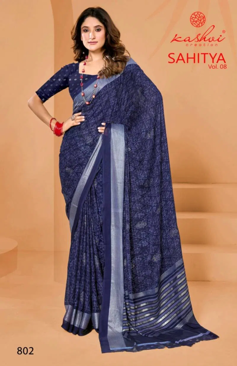 Sahitya Vol 8 By Kashvi Dull Moss Fancy Foil Printed Saree Online Wholesale