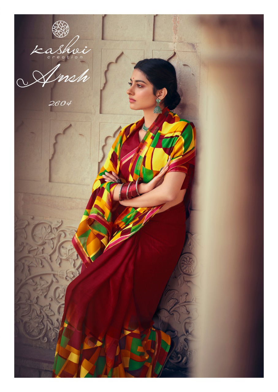 Kashvi Ansh 2 Fancy Designer Casual Regular Wear Weightless Georgette Printed Sarees Collection
