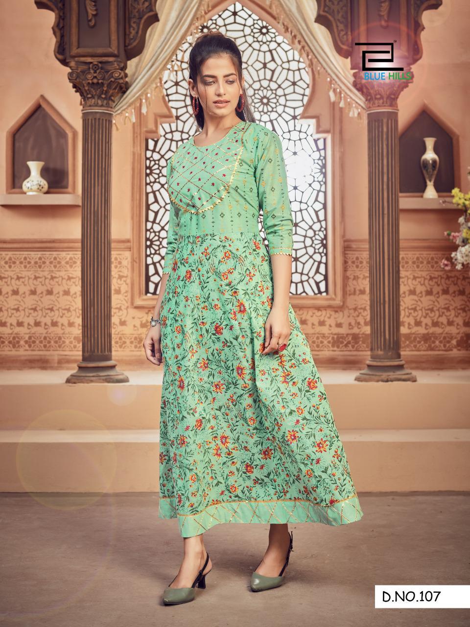 Blue Hills Ada 1 Designer Ethnic Wear Cotton Anarkali Long Kurti Collection