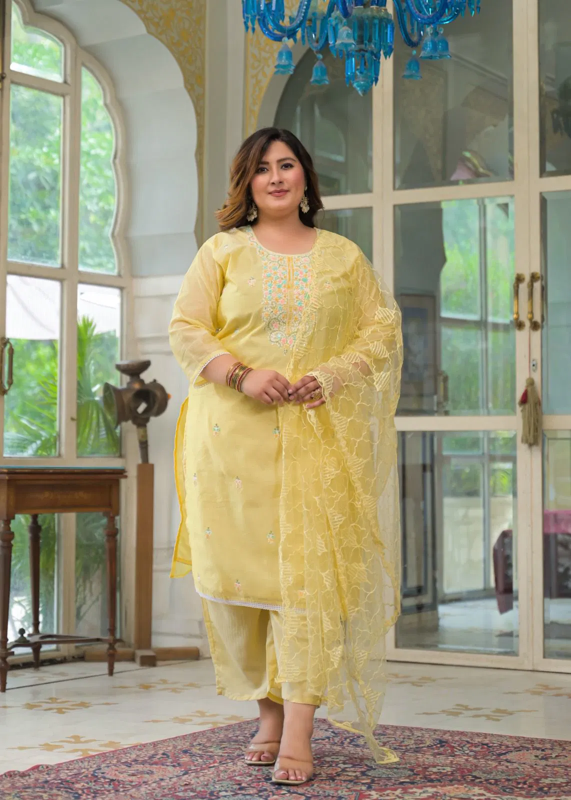 Label Khoj Big Size Chanderi Kurti With Bottom Dupatta Exporters In India