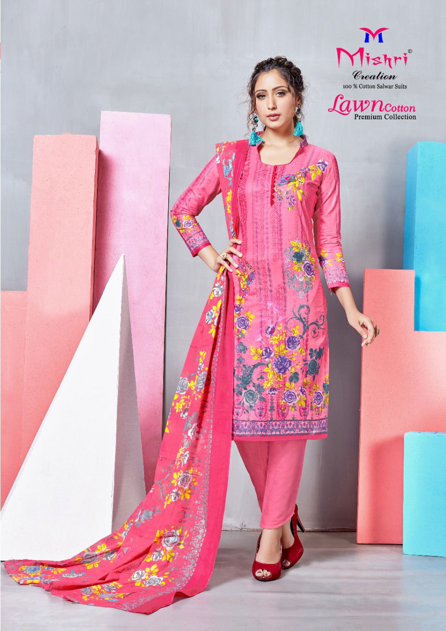 Mishri Lawn Cotton Latest Designer Casual Wear Pure Lawn Cotton Dress Material Collection 