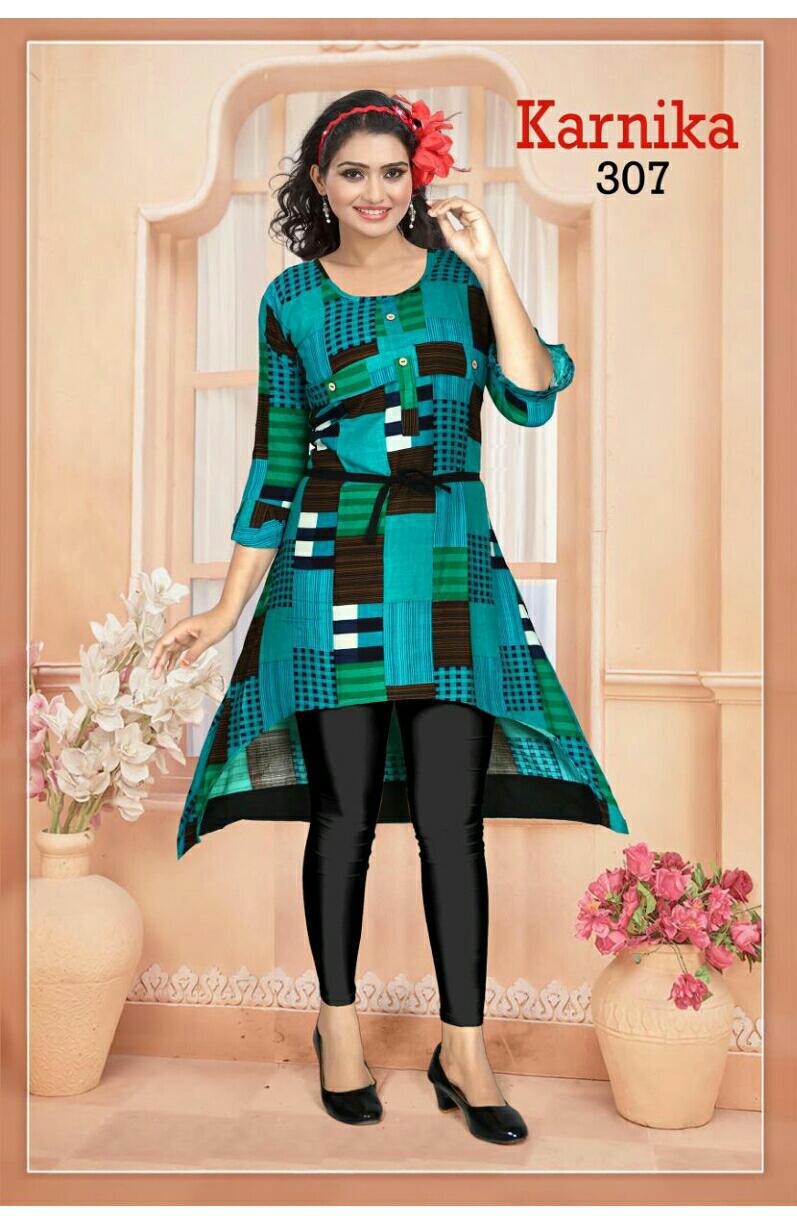 Trendy Karnika 3 Latest Designer Fancy Ethnic Regualr Wear Heavy Pure Rayon Printed Kurtis Collection
